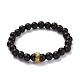 Natural Ebony Wood & Synthetic Black Stone Round Beads Stretch Bracelets Set BJEW-JB07094-5