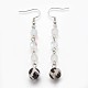 Synthetic Moonstone Beads and Natural Agate Beads Dangle Earrings EJEW-JE02798-04-1