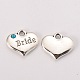 Wedding Theme Antique Silver Tone Tibetan Style Heart with Bride Rhinestone Charms X-TIBEP-N005-12A-1