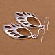 Silver Color Plated Brass Leaf Dangle Earrings EJEW-BB11801-2