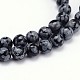 Copo de nieve natural de obsidiana hebras de perlas redondas G-J303-09-10mm-3