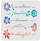 FINGERINSPIRE Spring Flower and Word Art Stencil Template 30x30cm Reusable Sweetness Familiar Dreamer Gather Cheerful Plant Decoration Painting Stencils for Wood Floor Wall Fabric DIY-WH0172-470-1