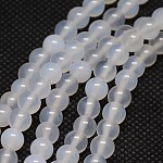 Chapelets de perles rondes en agate naturelle, teinte, blanc, 4mm, Trou: 1mm, Environ 106 pcs/chapelet, 15.35 pouce