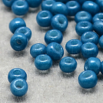 12/0 Grade A Round Glass Seed Beads, Baking Paint, Steel Blue, 12/0, 2x1.5mm, Hole: 0.7mm, about 30000pcs/bag