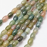 Chapelets de perles en agate indienne naturelle, riz, 6~7x4mm, Trou: 0.8mm, 60 pcs / chapelet, 15.7 pouce