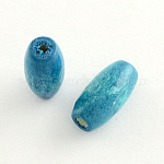 Perle di legno naturale tinte, perline di legno da rugby a forma di uovo, ovale / oblungo,  piombo libero, verde acqua, 15x7~8mm, Foro: 3 mm, circa 3800pcs/1000g