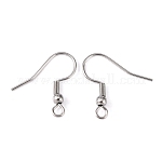 316 Surgical Stainless Steel Earring Hooks, with Horizontal Loop, Stainless Steel Color, 20.5x20x3mm, Hole: 2.5x2mm, Pin: 0.7mm