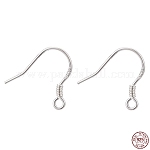 925 Sterling Silver Earring Hooks, Silver, 14mm, Hole: 2mm, 21 Gauge, Pin: 0.7mm