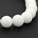 Natürliche weiße Jade runde Perle Stränge, Klasse A, weiß, 8 mm, Bohrung: 1 mm, ca. 48 Stk. / Strang, 14.9 Zoll