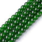 Chapelets de perles en verre imitation jade, peint à la bombe, ronde, verte, 8mm, Trou: 1.3~1.6mm, Environ 100 pcs/chapelet, 31.4 pouce