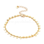 Brass Charm Bracelets, with Curb Chains and Lobster Claw Clasps, Star, Golden, 8 inch(20.3cm)