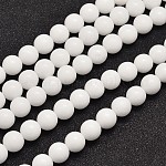 Chapelets de perles en jade de malaisie naturelle, teints et chauffée, ronde, blanc, 8mm, Trou: 1.0mm, Environ 48 pcs/chapelet, 15 pouce