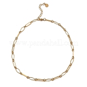 304 Stainless Steel Rhombus & Oval Link Chain Necklace BJEW-B072-03G