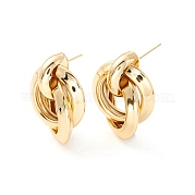 Серьги-гвоздики с переплетенными кольцами для женщин EJEW-I260-17G-NR