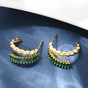 Серьги-гвоздики из латуни с микропаве и цирконием EJEW-M082-16G-01