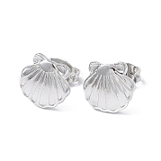 304 Stainless Steel Shell Stud Earrings for Women EJEW-I285-13P