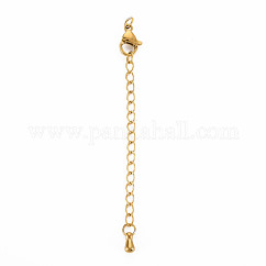 Extensor de cadena de acero inoxidable 304, Sin cadmio y níque y plomo, con cierre de lágrima y pinza de langosta, dorado, 68~73mm, agujero: 2.5 mm