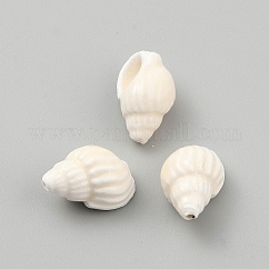 Perline di porcellana smaltata, perline di ceramica lucide, forma conchiglia, bianco floreale, 20.5~21x13.5x12~12.5mm, Foro: 1.4~1.5 mm