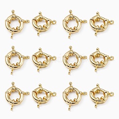 Fermoir anneau en laiton fermoirs à ressort, véritable 18k plaqué or, 17x6mm, Trou: 3mm