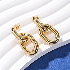 Boucles d'oreilles pendantes ovales en acier inoxydable 304, placage ionique (ip), véritable 18k plaqué or, 32x14mm