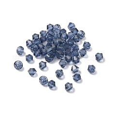 Imitazione branelli di cristallo austriaco, grado aaa, vetro k9, sfaccettato, bicono, Blue Marine, 3x3mm, Foro: 0.7~0.9 mm