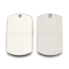Ciondoli con targhetta vuota stampata rettangolare in acciaio inossidabile 201, resistenti all'ossidazione, con finitura lucida a specchio, colore acciaio inossidabile, 43x24x1mm, Foro: 3 mm