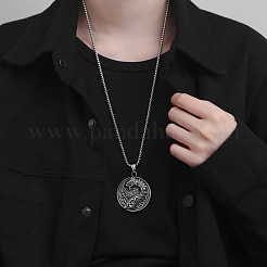 Collana vintage da uomo con ciondolo a forma di drago in rilievo&nbsp;WG12A6F-01