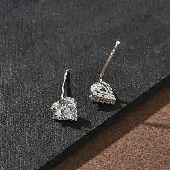 Ohrstecker aus Messing mit Mikropavé und klaren kubischen Zirkonia für Damen&nbsp;EJEW-F403-04P