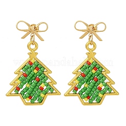 Boucles d'oreilles pendantes en laiton en forme de sapin de Noël&nbsp;EJEW-MZ00496-02