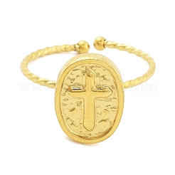 Anillos de puño abiertos de acero inoxidable 304 chapados en oro real de 18k para mujer&nbsp;RJEW-B061-02G-07