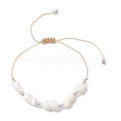 Verstellbare Armbänder aus geflochtenen Perlen aus natürlicher Muschel für Damen&nbsp;BJEW-JB10978