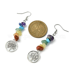 Pendientes colgantes con virutas de piedras mixtas naturales y sintéticas&nbsp;EJEW-JE05390-01