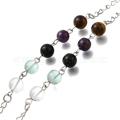 Runde natürliche Amethyst & Obsidian & Tigerauge & Quarzkristall & Fluorit Wünschelrutenpendel&nbsp;G-M447-06P