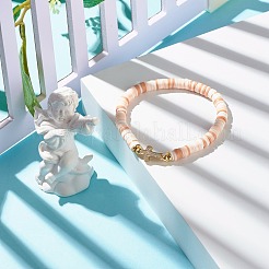 Bracciale elasticizzato con perline heishi in argilla polimerica da donna&nbsp;BJEW-JB07207-04