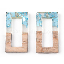 Pendentifs en résine transparente et bois blanc&nbsp;RESI-N039-48