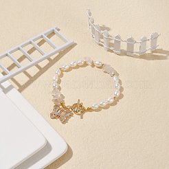 Bracciale con ciondolo a farfalla in vetro con zirconi chiari&nbsp;BJEW-JB08640-04