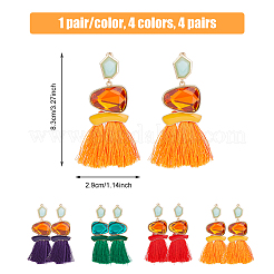 4 Paar Quastenohrringe aus Polyester in zwei Farben&nbsp;EJEW-FI0001-86
