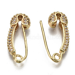 Messing Micro Pave klare Zirkonia Sicherheitsnadel Ohrringe&nbsp;EJEW-S208-116-NF