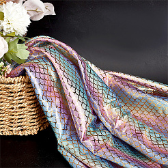 Funkelnder Spandex-Meerjungfrau-bedruckter Fischschuppenstoff mit Hologramm&nbsp;DIY-WH0304-478