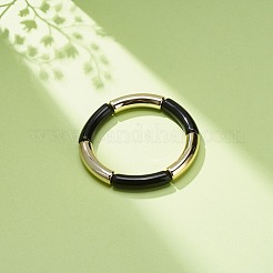 Bracciale elasticizzato con perline in tubo curvo acrilico per donna&nbsp;BJEW-JB08439-02