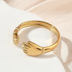 Anelli aperti con polsino in acciaio inossidabile 304 per donna&nbsp;RJEW-L341-05B-G