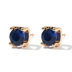 Pendientes de botón de latón cuadrado con micropavé de circonitas cúbicas&nbsp;EJEW-D318-03KCG-C