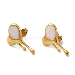 Ionenplattierung (IP) 304 Edelstahl Herz Ohrstecker&nbsp;EJEW-C114-18G-02