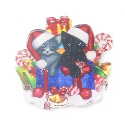 Décoration de pendentif en acrylique en forme de chat de noël&nbsp;HJEW-E007-01G-02