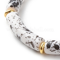 Braccialetto elastico con perline in tubo curvo acrilico&nbsp;BJEW-JB08443-02