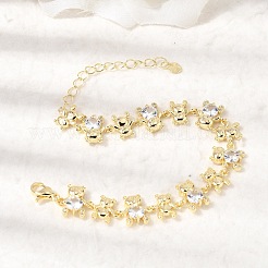 Messing-Gliederkettenarmbänder mit Mikropflaster und Zirkonia für Damen&nbsp;BJEW-D457-01G-03