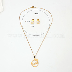 Anello con scritta amore e cuore 201 orecchini a bottone in acciaio inossidabile e collane con ciondolo per donna&nbsp;ST0185