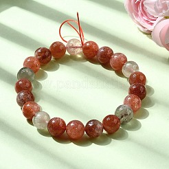 Stretch-Armbänder aus natürlichem Sonnenstein mit runden Perlen für Damen&nbsp;BJEW-L712-A04