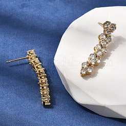 Aretes planos redondos de latón con micropavé de circonita cúbica transparente&nbsp;EJEW-H180-12G