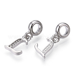 Charms pendenti europei con strass in lega di placcatura a cremagliera in platino&nbsp;PALLOY-T048-36P-L